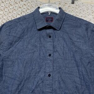 Untuckit Shirt Mens XL Blue Abstract Short Sleeve Button Up 100%Cotton Hawaiian